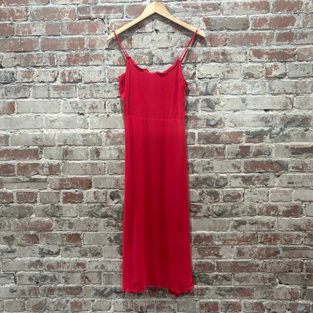 Reformation Cassandra Cherry Red‎ Midi Ruffle Dress Size 8 - Picture 7 of 13